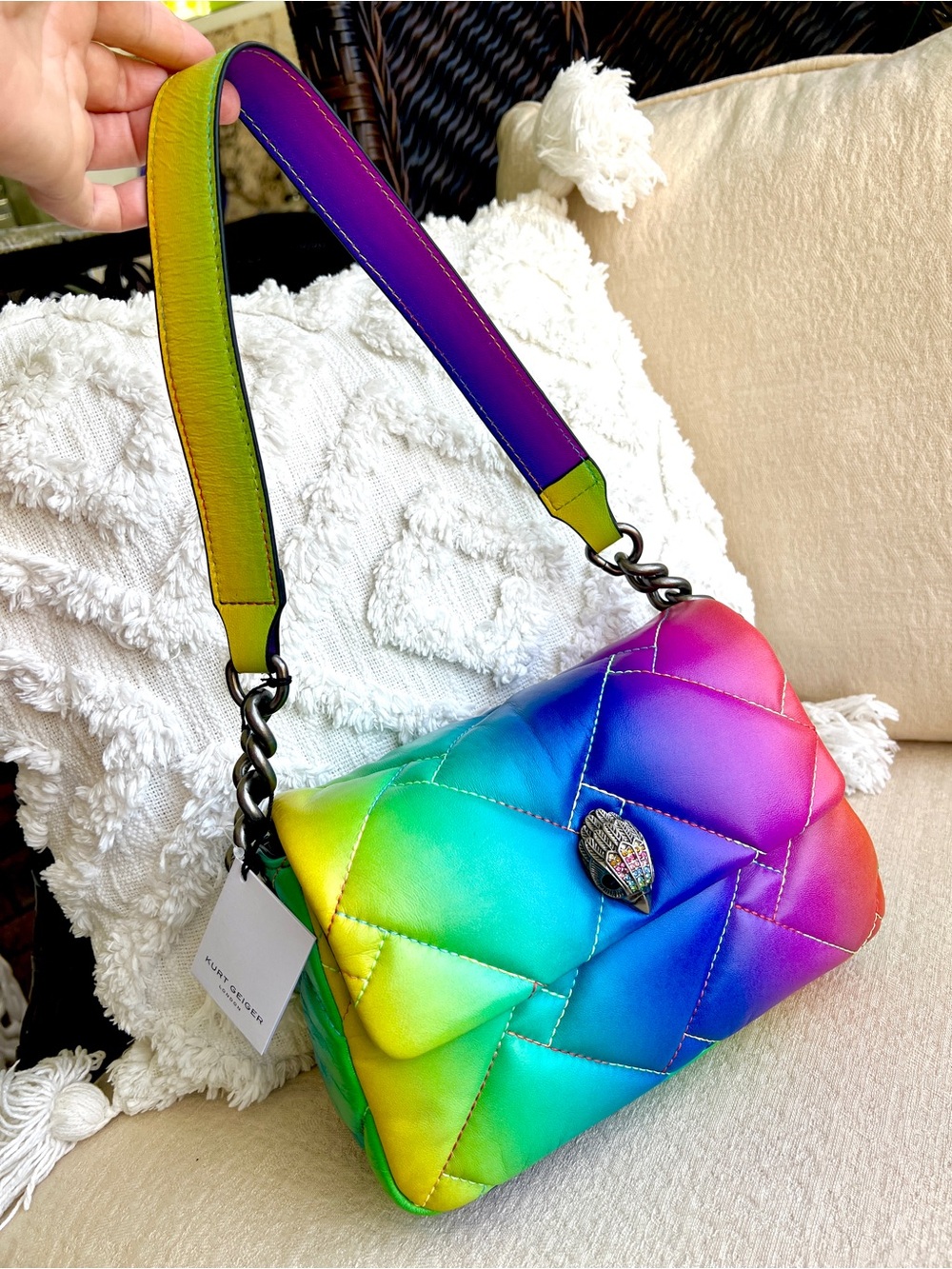 Kurt Geiger Kensington Rainbow Ombre Leather Shoulder bag NWT
